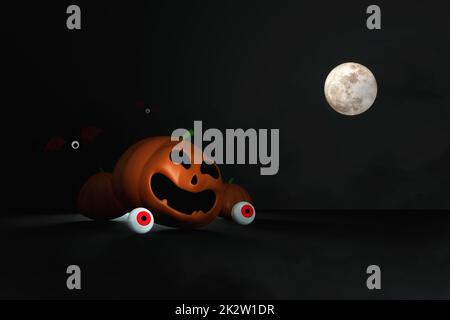 bonne fête d'halloween bannière backgroun pour carte de voeux, bannière, affiche, blog, article, médias sociaux, marketing. Illustration 3D Banque D'Images