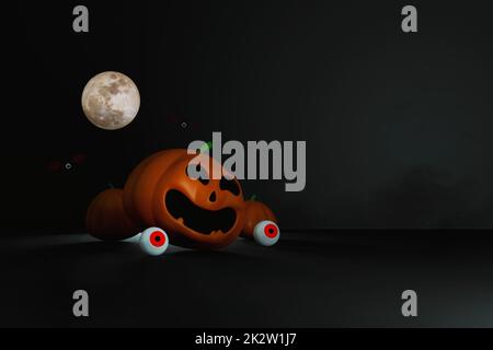 bonne fête d'halloween bannière backgroun pour carte de voeux, bannière, affiche, blog, article, médias sociaux, marketing. Illustration 3D Banque D'Images