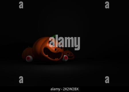 bonne fête d'halloween bannière backgroun pour carte de voeux, bannière, affiche, blog, article, médias sociaux, marketing. Illustration 3D Banque D'Images