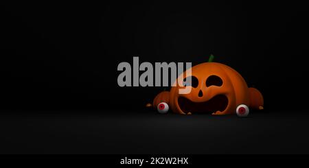 bonne fête d'halloween bannière backgroun pour carte de voeux, bannière, affiche, blog, article, médias sociaux, marketing. Illustration 3D Banque D'Images