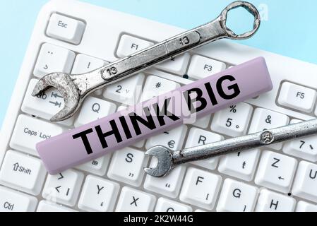 Affiche manuscrite Think Big. Concept sens planifier pour quelque chose de haute valeur pour ceux eux-mêmes ou pour la préparation -49106 Banque D'Images