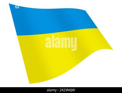 Ukraine drapeau oragé graphique isolé sur blanc avec le chemin d'écrêtage 3D illustration Banque D'Images