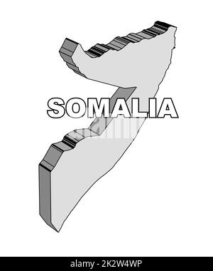 Plan 3D carte de la Somalie Banque D'Images