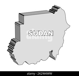 Plan 3D carte du Soudan Banque D'Images