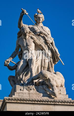 Statue de 'droite' ou 'il Diritto', Vittoriano sur la Piazza Venezia à Rome. Banque D'Images