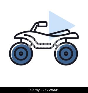 Cycliste ATV, Quad bike plat vecteur icône isolée Banque D'Images