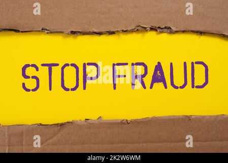 Écriture affichant le texte Stop Fraud. Conseils de campagne d'idée d'affaires montrant à surveiller leurs transactions d'argent -48074 Banque D'Images