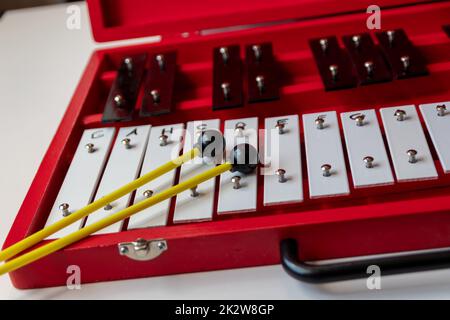 Bâtons de tambour sticcado Xylophone portables pour les arts de la musique éducatifs instrument classique pour la créativité musiciens pour le rythme de clavier avec des changements de bâton pour écouter la musique jouer la joie Banque D'Images