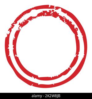Double cercle rouge bordure en caoutchouc de style tampon Banque D'Images