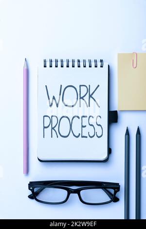 Affiche textuelle indiquant le processus de travail. Concept d'affaires procédures standard comment gérer un système de règles d'emploi particulier flashy fournitures de bureau d'école, enseignement Collections d'apprentissage, Outils d'écriture Banque D'Images