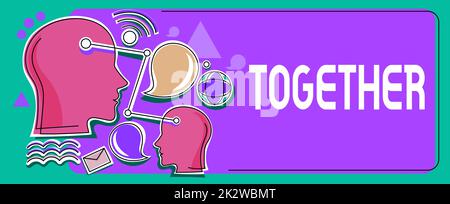 Affichage conceptuel. Concept signifiant à proximité, Union ou collaboration avec une autre personne ou des choses plusieurs chefs avec COGS montrant des idées de technologie. Banque D'Images