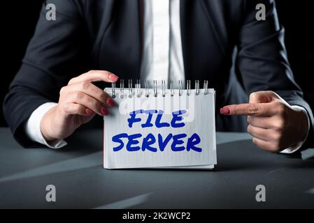 Écriture affichage du texte serveur de fichiers. Concept signification dispositif qui contrôle l'accès aux données stockées séparément -47874 Banque D'Images