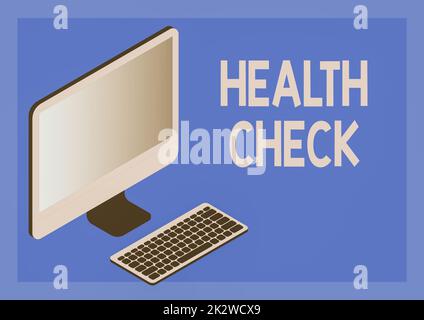 Écriture du texte affichant Health Check. Approche commerciale examen médical bien-être et état général contrôle avec clavier symbolisant la connexion en ligne entre collègues. Banque D'Images