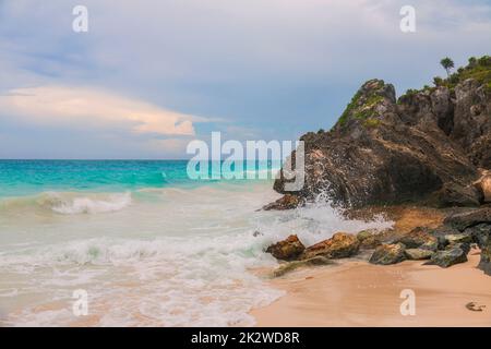 Azure Beach à Tulum, Mexique Banque D'Images