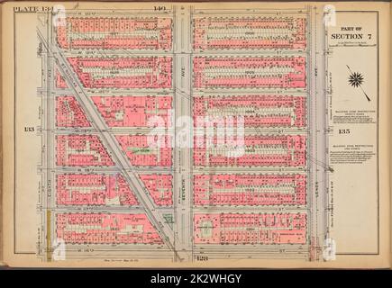 Cartographie, cartes. 1921 - 1923. Lionel Pincus et Princess Firyal Map Division. Immobilier , New York (État) , New York, Manhattan (New York, New York) Planche 134 : délimitée par la rue W. 122nd, avenue Lenox, rue W. 116th et huitième avenue Banque D'Images