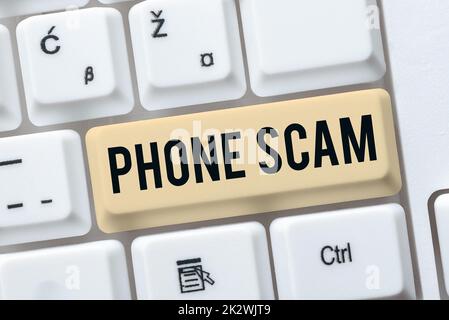 Inspiration montrant l'enseigne téléphone Scam. Photo conceptuelle obtenir des appels indésirables pour promouvoir des produits ou des services Téléventes -48741 Banque D'Images