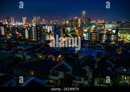 Vue de nuit sur le Minato Mirai Banque D'Images