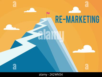 Légende conceptuelle Re Marketing. Mot écrit sur la stratégie pour atteindre les clients potentiels dans votre site Web Mountain montrant la route haute symbolisant l'atteinte des objectifs avec succès. Banque D'Images