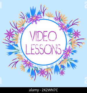 Inspiration montrant des leçons de vidéo de signe. Approche d'affaires matériel d'éducation en ligne pour un sujet Affichage et apprentissage cadre décoré de fleurs colorées et de feuillage arrangé harmonieusement. Banque D'Images