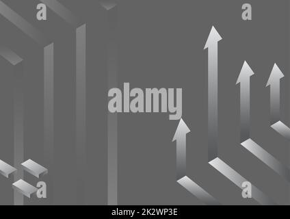 Flèche pointant vers le haut symbolisant l'achèvement réussi du projet en réalisant la promotion. Diagramme affichant les plans d'objectifs financiers de réussite. Banque D'Images