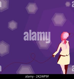 Femme professionnelle à la tête de nouvelles idées. Femme portant une tenue classique ampoule cerveau connecté. La pensée créative pour la résolution de problèmes. Leader de la vision lumineuse. Banque D'Images