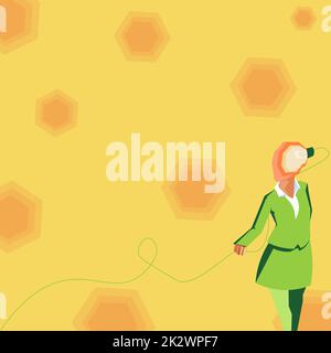 Femme professionnelle à la tête de nouvelles idées. Femme portant une tenue classique ampoule cerveau connecté. La pensée créative pour la résolution de problèmes. Leader de la vision lumineuse. Banque D'Images