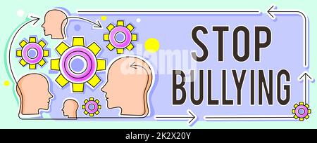Écriture Affichage du texte Arrêter l'intimidation. Internet concept combattre et éliminer ce comportement agressif inacceptable plusieurs têtes avec COGS montrant des idées de technologie. Banque D'Images