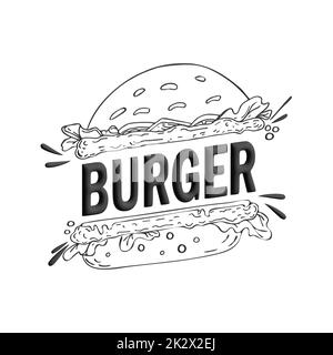 Texte BURGER stylisé comme un hamburger. Design élégant pour une marque, une étiquette ou une publicité - 3D image Banque D'Images