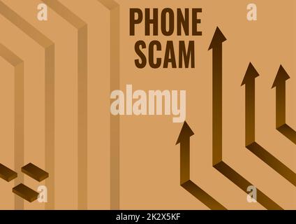 Inspiration montrant l'enseigne téléphone Scam. Vitrine commerciale recevoir des appels indésirables pour promouvoir des produits ou des services Téléventes système flèche pointant vers le haut symbolisant la réussite du projet. Banque D'Images