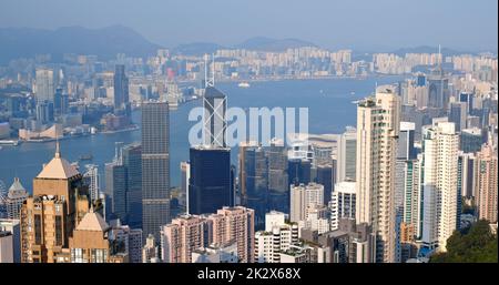 Pic de Victoria, Hong Kong 06 octobre 2019 : ville de Hong Kong à l'heure du coucher du soleil Banque D'Images