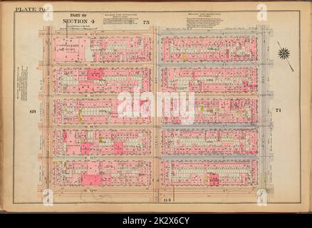 Cartographie, cartes. 1921 - 1923. Lionel Pincus et Princess Firyal Map Division. Immobilier , New York (État) , New York, Manhattan (New York, New York) Plaque 70 : délimitée par la rue W. 47th, la neuvième avenue, la rue W. 42nd et la onzième avenue Banque D'Images