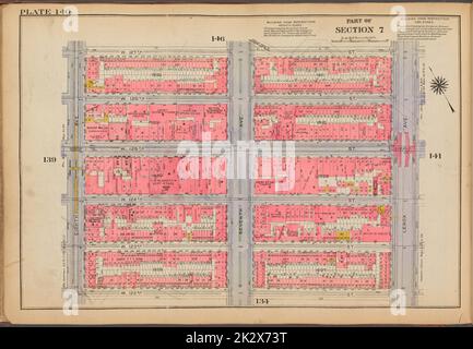 Cartographie, cartes. 1921 - 1923. Lionel Pincus et Princess Firyal Map Division. Immobilier , New York (État) , New York, Manhattan (New York, New York) Planche 140 : délimitée par la rue W. 127th, avenue Lenox, rue W. 122nd et huitième avenue Banque D'Images