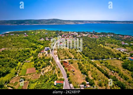 Starigrad Paklenica pittoresque littoral paysage vue aérienne Banque D'Images