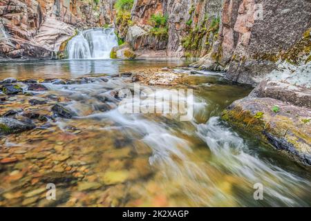 Cascade sur le ruisseau Tenderfoot dans le petit belt montagnes près de White Sulphur Springs, Montana Banque D'Images