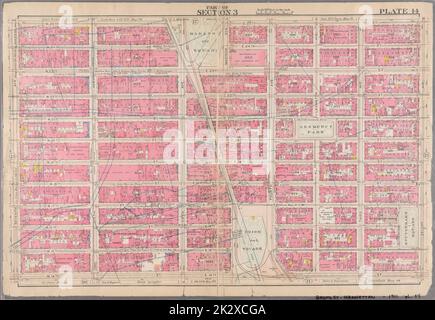 Cartographie, cartes. 1911. Lionel Pincus et Princess Firyal Map Division. New York (New York), Manhattan (New York, New York), immeuble , New York (State) , New York , Manhattan plaque 14 : délimitée par W. 25th Street, Madison Square, W. 25th Street, second Avenue, E. 14th Street, 14th, rue W. et septième Avenue. Partie de l'article 3, New York. Banque D'Images