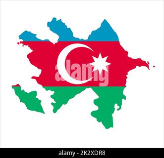 Carte de silhouette de l'Azerbaïdjan avec drapeau Banque D'Images