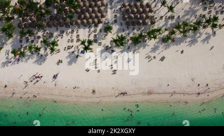Une vue aérienne sur le rivage à Lopesan Costa Bavaro Resort à Punta Cana, République Dominicaine Banque D'Images
