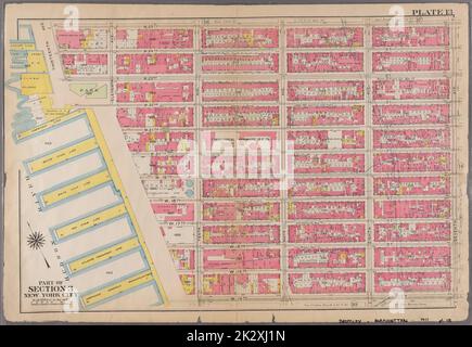 Cartographie, cartes. 1911. Lionel Pincus et Princess Firyal Map Division. New York (N.Y.), Manhattan (New York, N.Y.), immeuble , New York (État) , New York , Manhattan plaque 13 : délimitée par W. 25th Street, Seventh Avenue, W. 14th Street, Hudson River, Pierhead Line, Jetées 57-62, et treizième Avenue. Partie de l'article 3, New York. Banque D'Images