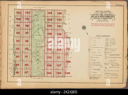 Cartographie, cartes. 1927. Lionel Pincus et Princess Firyal Map Division. Immobilier , New York (État) , New York, Manhattan (New York, New York) Carte des grandes lignes et des index du volume trois, Atlas de New York City, Borough of Manhattan. 59th St. à 110th St. Banque D'Images