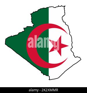Carte de l'Algérie avec drapeau à l'Inset Banque D'Images