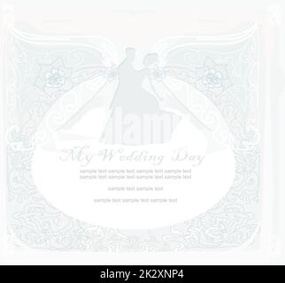 Ballroom dancers - invitation mariage silhouette Banque D'Images