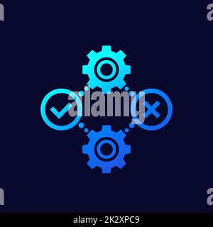 icône positive et négative avec engrenages, vecteur Illustration de Vecteur