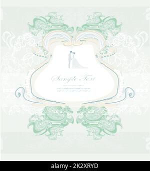 Invitation de mariage élégant avec wedding couple Banque D'Images