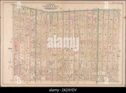 Cartographie, cartes. 1886. Lionel Pincus et Princess Firyal Map Division. Brooklyn (New York, New York), propriété immobilière , New York (État) , New York planche 8 : bornée par Flushing Wallabout Avenue, Nostrand Avenue, Lafayette Avenue et Clermont Avenue. Planche 8 : partie des quartiers 7, 20 et 21. Brooklyn, New York Banque D'Images