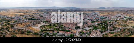 Grande vue panoramique aérienne de Trujillo, une commune espagnole de la province de Caceres, Estrémadure. Espagne Banque D'Images