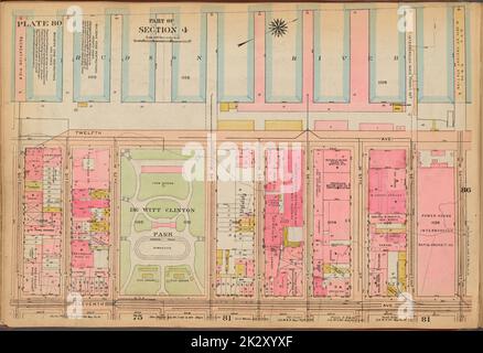 Cartographie, cartes. 1921 - 1923. Lionel Pincus et Princess Firyal Map Division. Immobilier , New York (État) , New York, Manhattan (New York, New York) Plaque 80 : délimitée par (Hudson River Piers) la douzième Avenue, la 59th rue W., la onzième Avenue et la 50th rue W. Banque D'Images