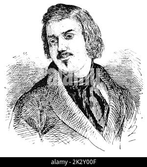 Portrait de Honoré de Balzac - romancier et dramaturge français. Illustration du 19e siècle. Arrière-plan blanc. Banque D'Images