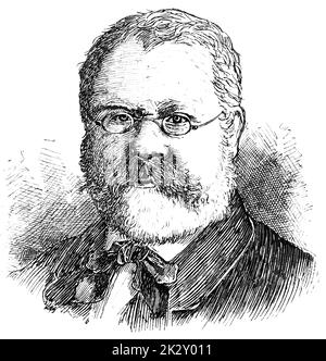 Portrait de Fritz Reuter (Heinrich Ludwig Christian Friedrich Reuter) - romancier allemand. Illustration du 19e siècle. Arrière-plan blanc. Banque D'Images