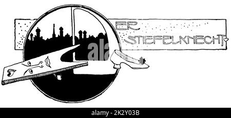 Affiche publicitaire. Peinture d'un artiste autrichien Julius Klinger. Illustration du 19e siècle. Allemagne. Arrière-plan blanc. Banque D'Images