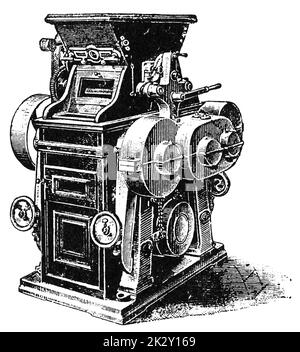 Usine électrique industrielle Illustration du XIXe siècle. Allemagne. Arrière-plan blanc. Banque D'Images